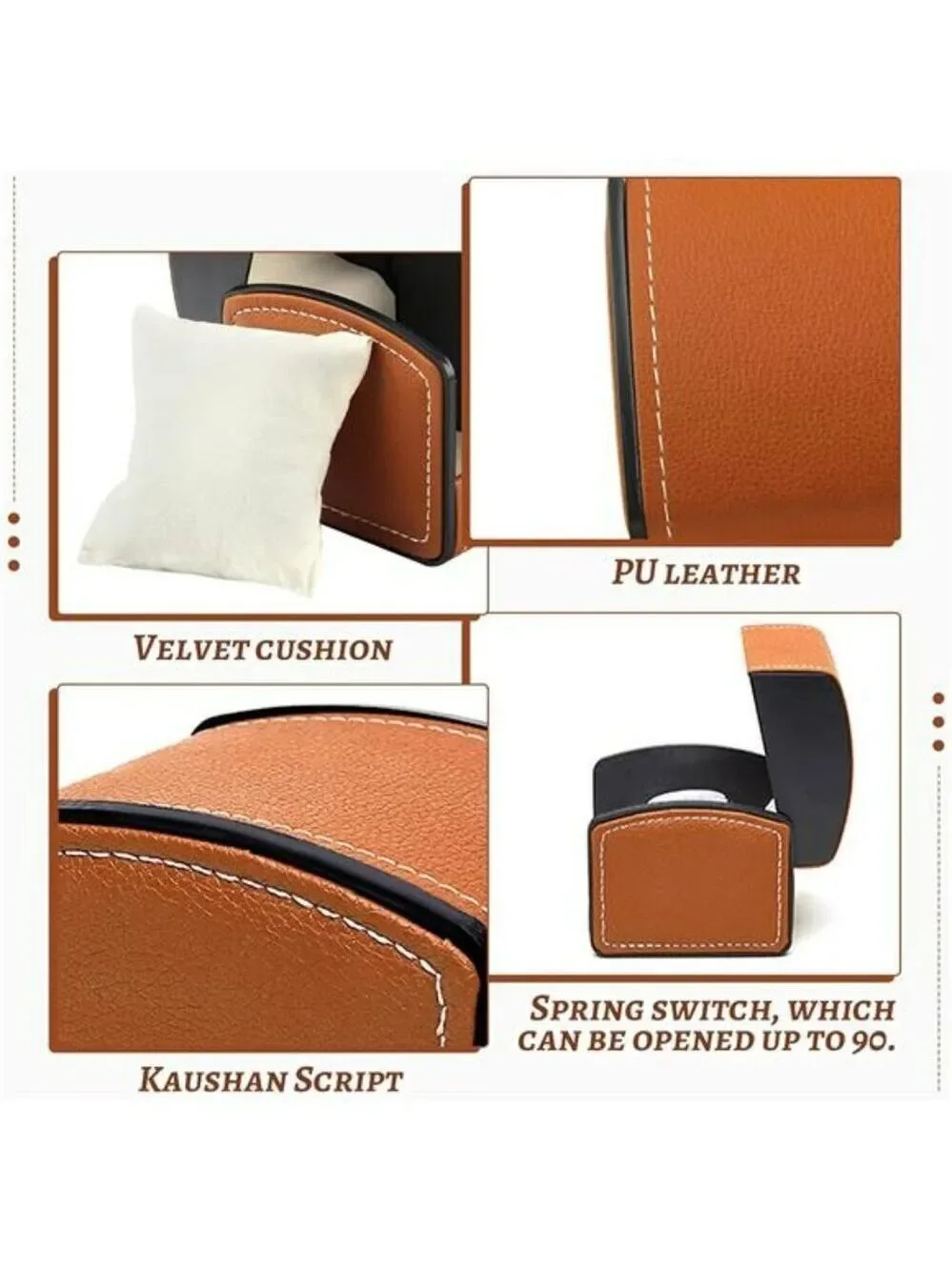 PU Leather Single Watch Travel Case with Cushion Brown Jewelry Storage Box